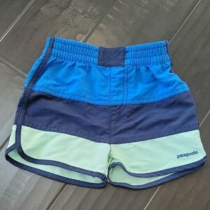 Patagonia Kids' Blue and Green Colorblock Shorts